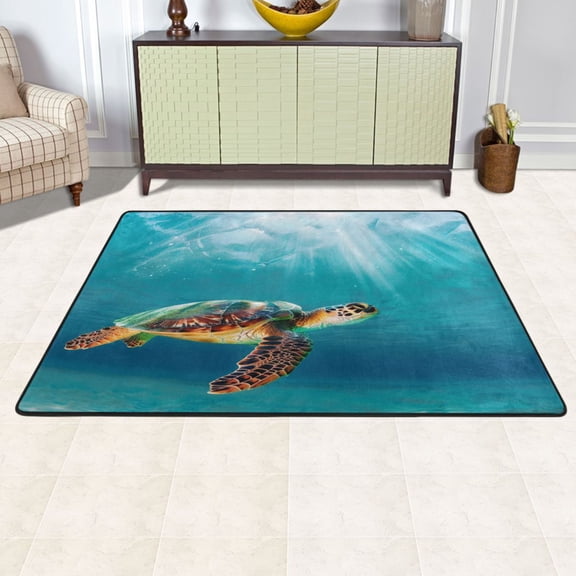 Ryvnso Turtle under Sea Area Floor Mats Large Nursery Rugs Non-Slip Carpets Doormat 72" x 48"