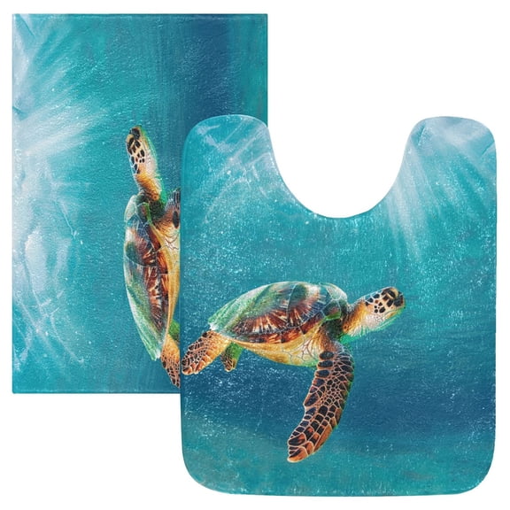Ryvnso Turtle under Sea Bathroom Shaggy Rugs Toilet Mat Soft Contour Rug