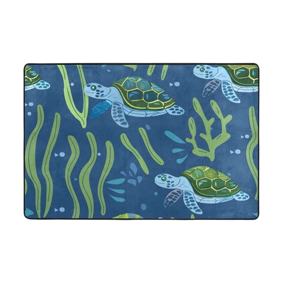 Ryvnso Turtles Seaweed under Sea Area Floor Mats Large Nursery Rugs Non-Slip Carpets Doormat 36" x 24"