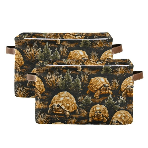 Ryvnso Turtles Storage Basket Large Bin Foldable Boxes Toys Organizer 14.2x10.2x8.3in 2 PCs