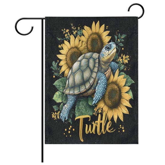 Ryvnso Turtles Sunflowers Pattern Garden Flag 12x18 Inch Double Sided Seasonal Yard Decoration