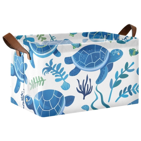 Ryvnso Turtles with Seaweed Storage Bins Large Basket Foldable Cube Toys Organizer with Handles 1 PC