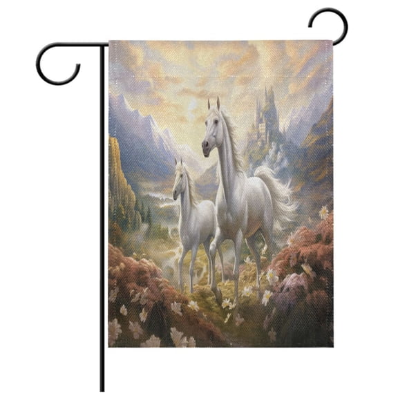 Ryvnso Two Horses Running Pattern Garden Flag 12x18 Inch Double Sided Seasonal Yard Decoration