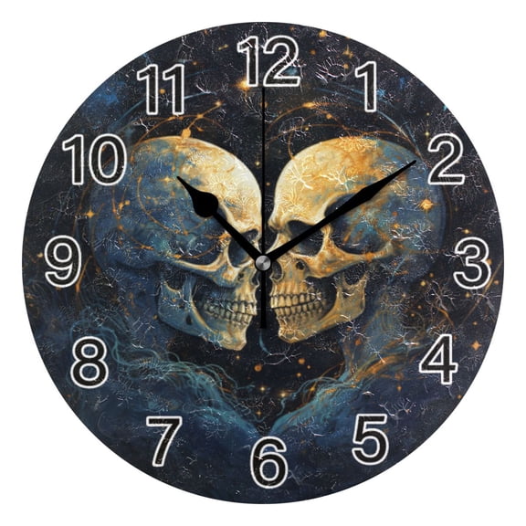 Ryvnso Two Human Skeleton Wall Clock Non Ticking Silent Kitchen Clock Battery Operated Clocks 10 inch
