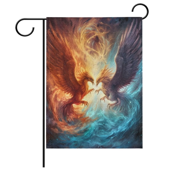 Ryvnso Two Phoenix Flying Garden Flag 28x40 Inch Double Sided Seasonal Yard Decoration