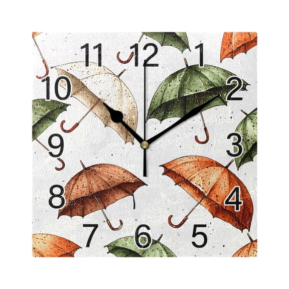 Ryvnso Umbrella Pattern Wall Clock Square Silent Non-Ticking Battery Operated 7.78"