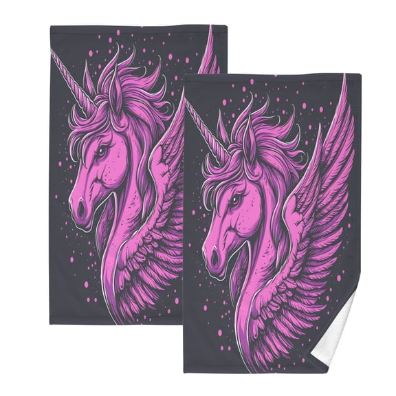 Ryvnso Unicorn Cotton Hand Towels Sets Face Towel 2 PCs Bathroom Decorative
