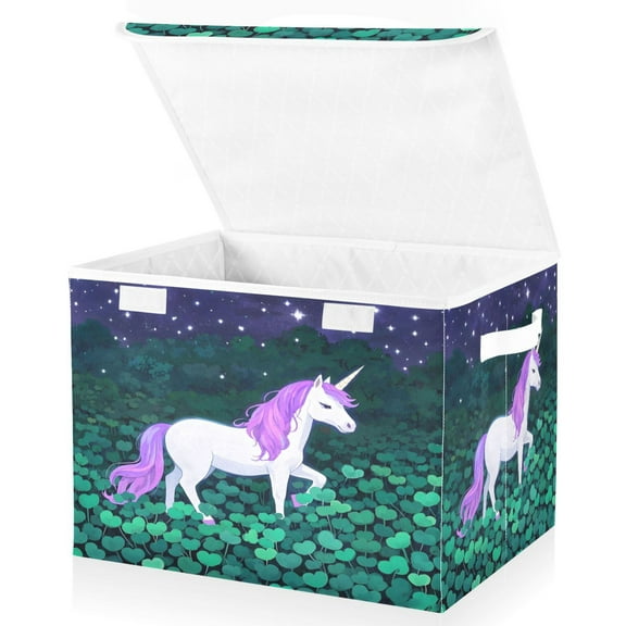 Ryvnso Unicorn Large Lidded Foldable Storage Baskets Cubes Boxes Lids Bin for Home