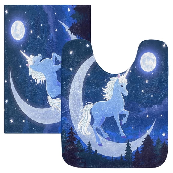 Ryvnso Unicorn and Moon Bathroom Shaggy Rugs Toilet Mat Soft Contour Rug