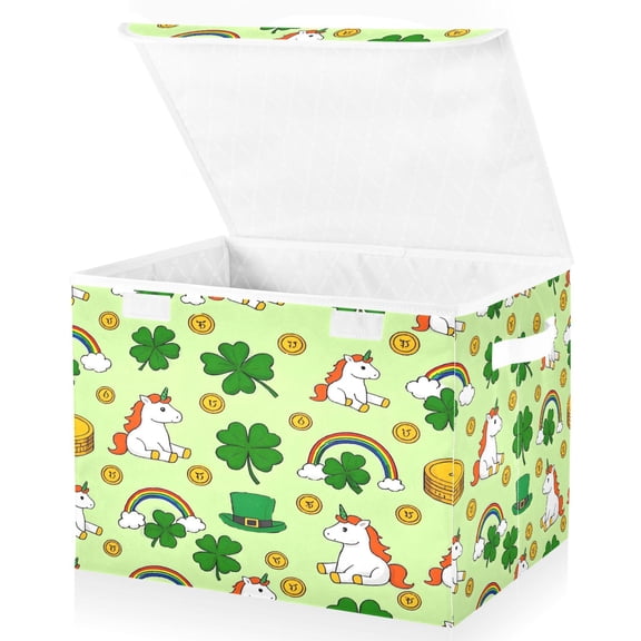 Ryvnso Unicorn and Rainbow Large Lidded Foldable Storage Baskets Cubes Boxes Lids Bin for Home