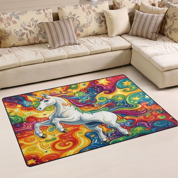 Ryvnso Unicorn in Magic Area Floor Mat Non-Slip Carpet Soft Rugs Doormats 31" x 20"
