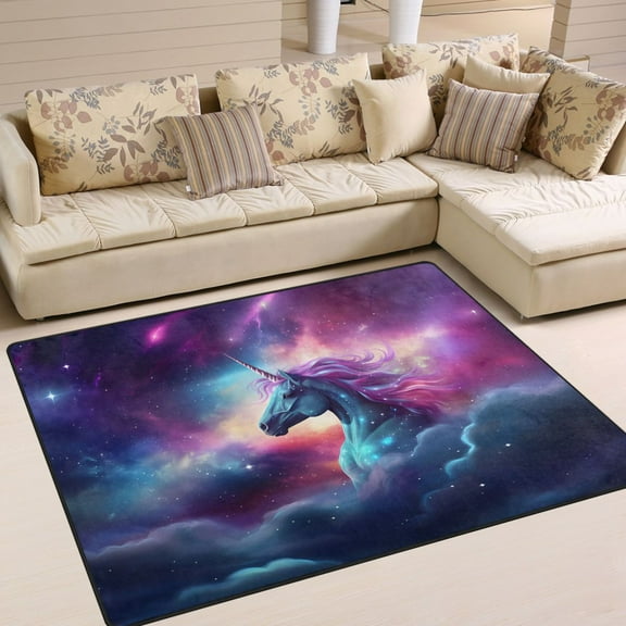 Ryvnso Unicorn in Sky Area Floor Rugs Soft Non-Slip Large Mats Nursery Carpets 80" x 58"
