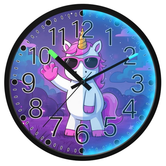 Ryvnso Unicorn-u2 12 Inch Night Light Wall Clock Silent Battery Operated Luminous Clocks