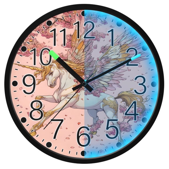 Ryvnso Unicorn-u7 12 Inch Night Light Wall Clock Silent Battery Operated Luminous Clocks