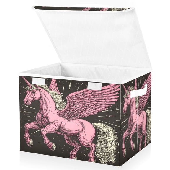 Ryvnso Unicorn3 Large Lidded Foldable Storage Baskets Cubes Boxes Lids Bin for Home