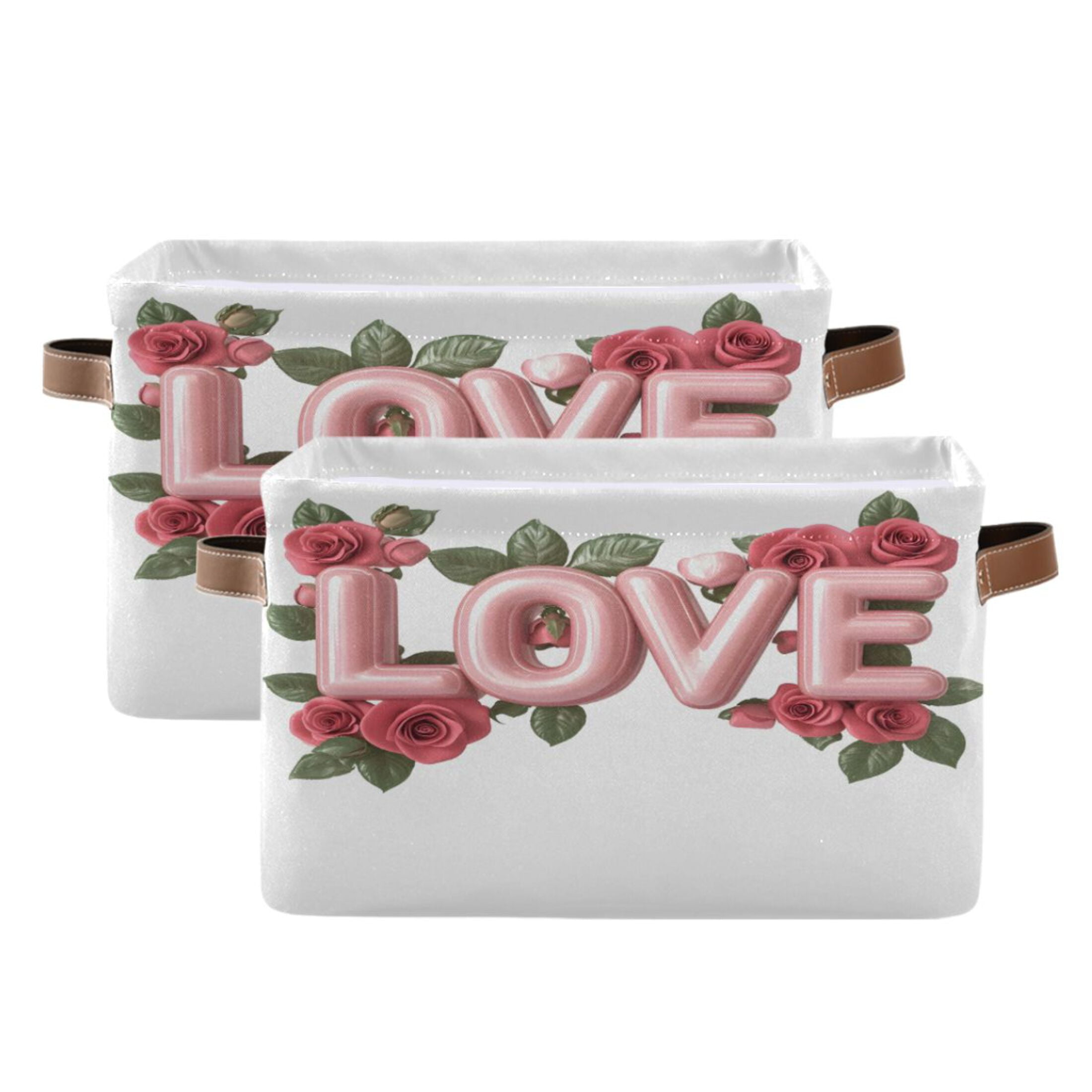 Ryvnso Valentine Day-a1 Storage Basket Large Bin Foldable Boxes Toys Organizer 14.2x10.2x8.3in 2 PCs