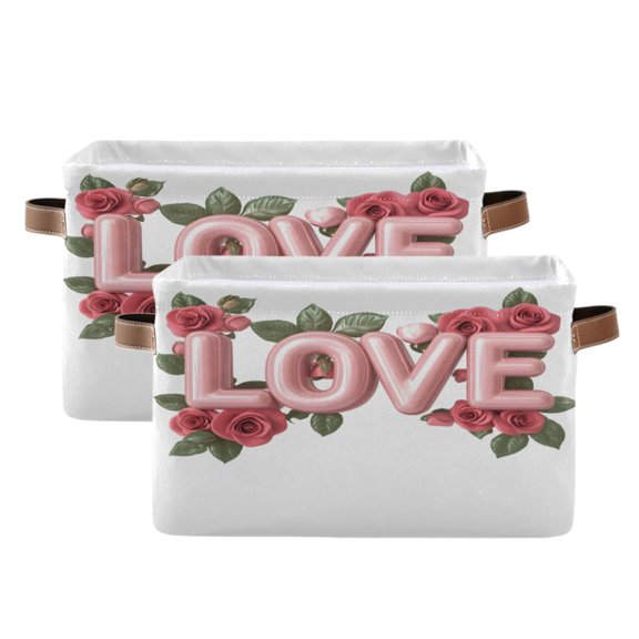 Ryvnso Valentine Day-a1 Storage Basket Large Bin Foldable Boxes Toys Organizer 14.2x10.2x8.3in 2 PCs
