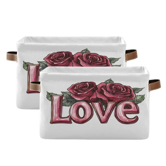 Ryvnso Valentine Day-a3 Storage Basket Large Bin Foldable Boxes Toys Organizer 14.2x10.2x8.3in 2 PCs
