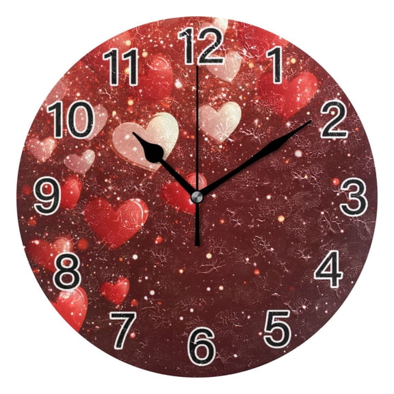 Ryvnso Valentine Red Heart Wall Clock Non Ticking Silent Kitchen Clock Battery Operated Clocks 10 inch