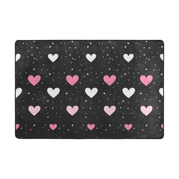 Ryvnso Valentine's Day Hearts Print Area Floor Mats Large Nursery Rugs Non-Slip Carpets Doormat 36" x 24"