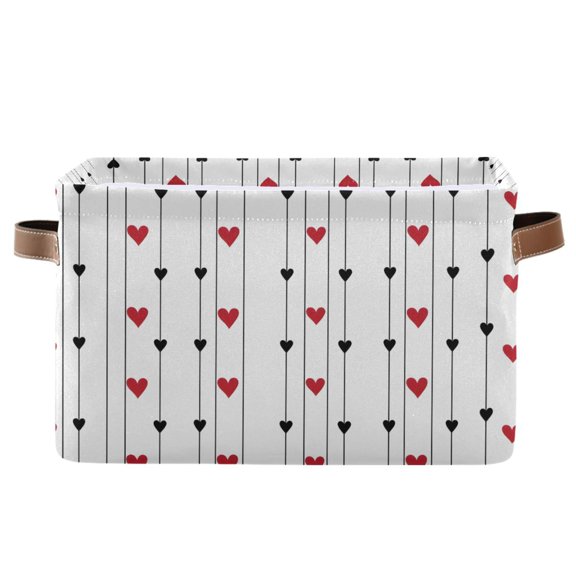 Ryvnso Valentine's Day Hearts Storage Basket Large Bin Foldable Boxes Toys Organizer 14.2x10.2x8.3in 1 PC