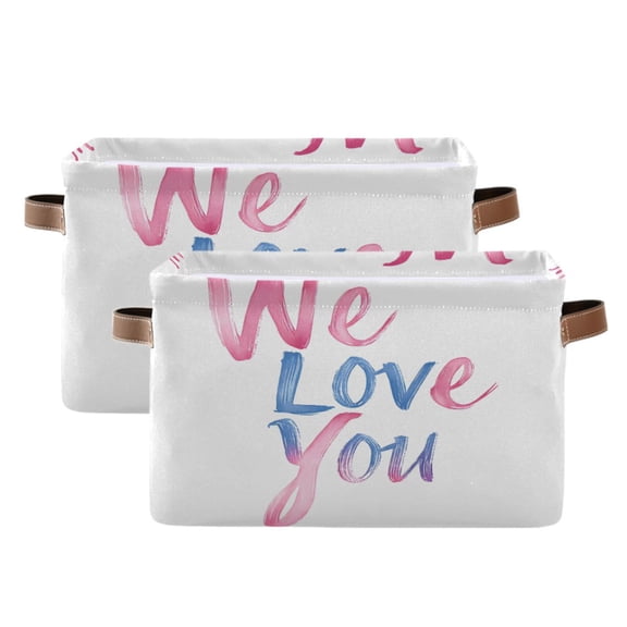 Ryvnso Valentine's Day Storage Basket Large Bin Foldable Boxes Toys Organizer 14.2x10.2x8.3in 2 PCs