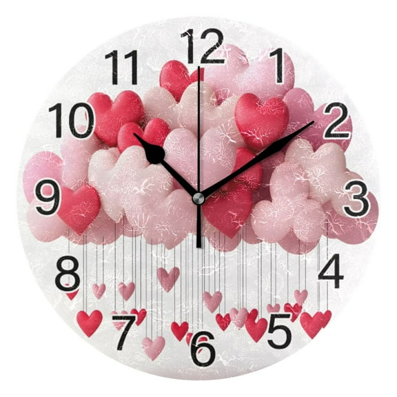 Ryvnso Valentine's Heart Wall Clock Non Ticking Silent Kitchen Clock Battery Operated Clocks 10 inch