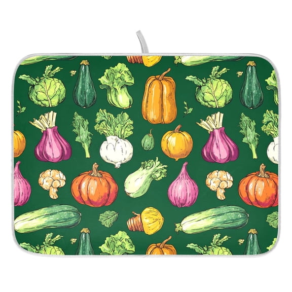 Ryvnso Vegetables Dish Drying Mat for Kitchen Countertop 16x18 Small Dish Pad Drainer Rack Dish Sink Mats