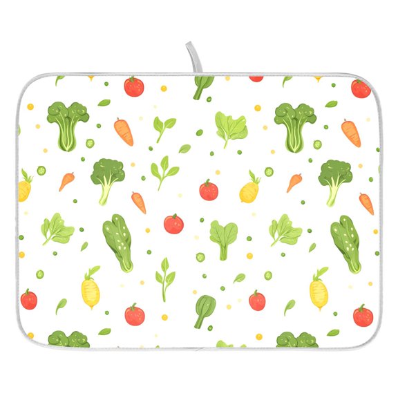 Ryvnso Vegetables Pattern Dish Drying Mat for Kitchen Countertop 16x18 Small Dish Pad Drainer Rack Dish Sink Mats