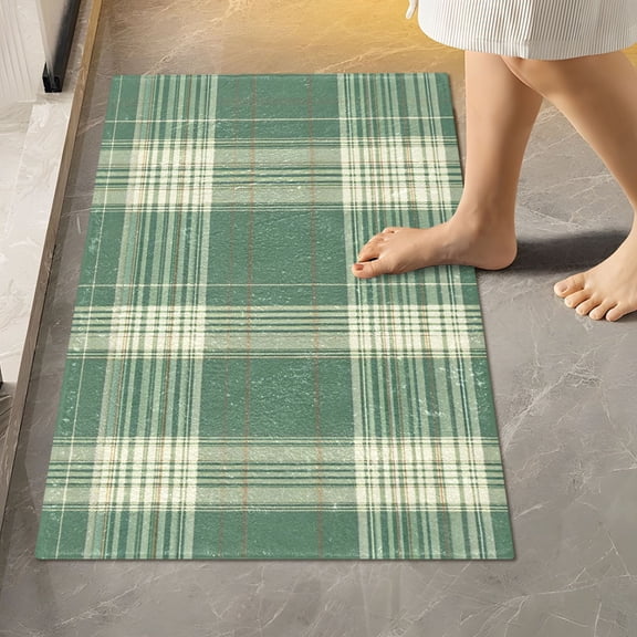 Ryvnso Vintage Art Checkered Bathroom Shaggy Rugs Toilet Rectangle Mat Soft Contour Rug 24"x16"