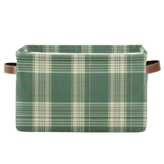 Ryvnso Vintage Art Checkered Storage Basket Large Bin Foldable Boxes Toys Organizer 14.2x10.2x8.3in 1 PC