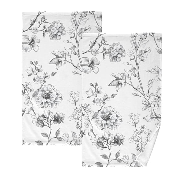Ryvnso Vintage Bloom Flower Cotton Hand Towels Sets Face Towel 2 PCs Bathroom Decorative