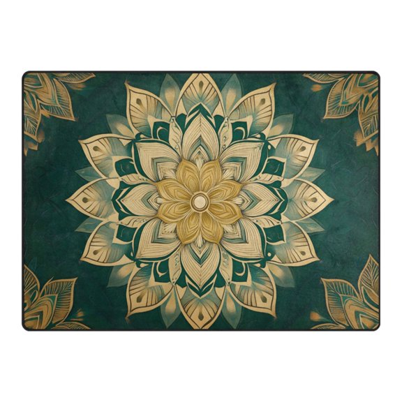 Ryvnso Vintage Boho Mandala Flower Area Rug Floor Mats Non-Slip Home Carpet 63 x 48 inch