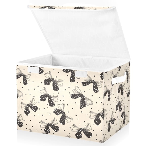 Ryvnso Vintage Bows Polka Dots Storage Bins Lidded Foldable Organizer Containers Baskets Cube