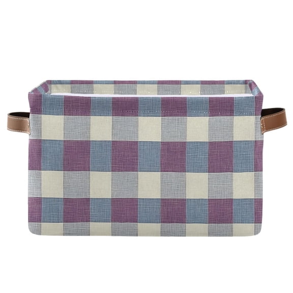 Ryvnso Vintage Checkered Storage Basket Large Bin Foldable Boxes Toys Organizer 14.2x10.2x8.3in 1 PC