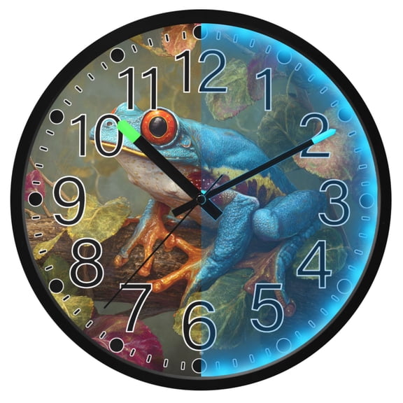 Ryvnso Vintage Frog 12 Inch Night Light Wall Clock Silent Battery Operated Luminous Clocks