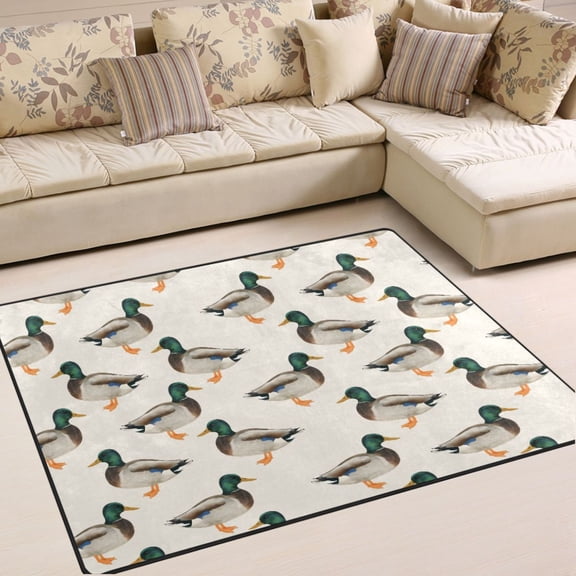Ryvnso Vintage Mallard Ducks Area Rug Floor Mats Non-Slip Home Carpet 80 x 58 inch