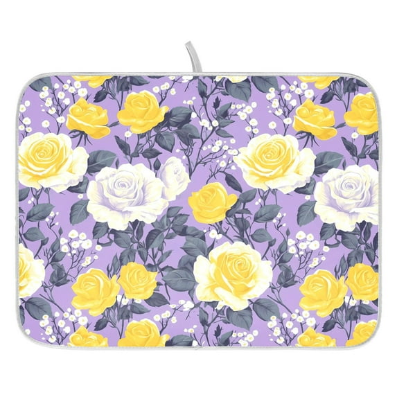 Ryvnso Vintage Roses Flowers-i8 Dish Drying Mat for Kitchen Countertop 18x24 Large Dish Pad Drainer Rack Dish Sink Mats