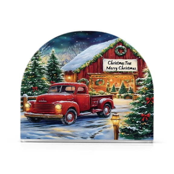 Ryvnso Vintage Truck Christmas Acrylic Napkin Holder Table Kitchen Paper Tissue Organization