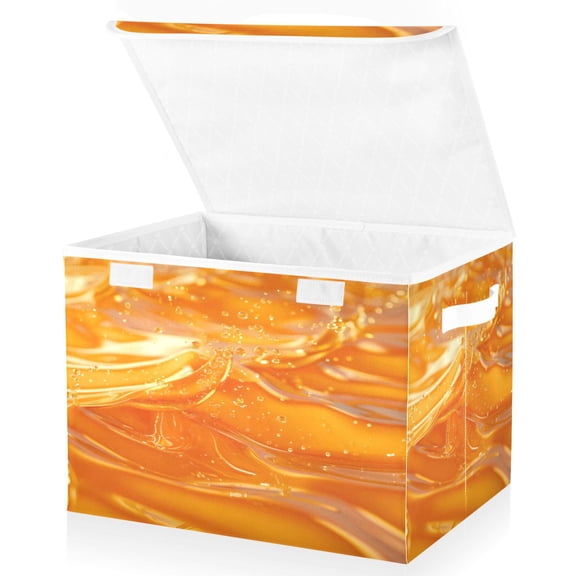 Ryvnso Water Yellow Liquid Large Lidded Foldable Storage Baskets Cubes Boxes Lids Bin for Home