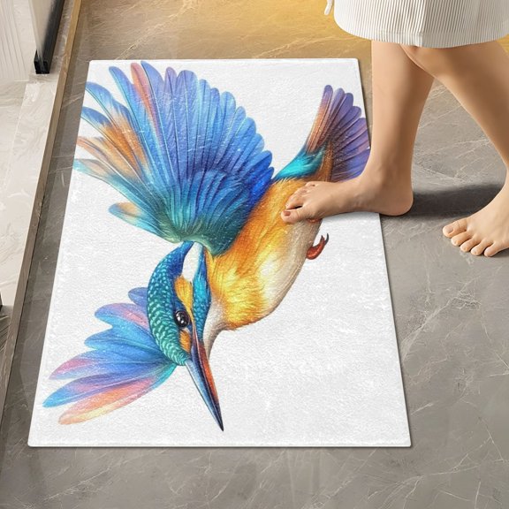 Ryvnso Watercolor Bird Bathroom Shaggy Rugs Toilet Rectangle Mat Soft Contour Rug 24"x16"