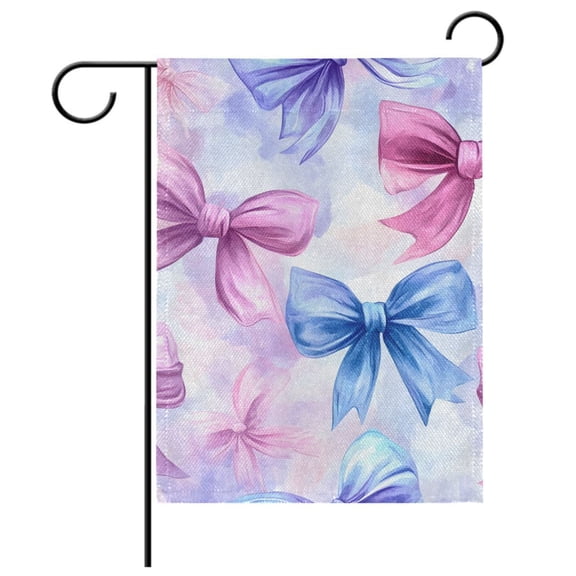 Ryvnso Watercolor Bows Garden Flag 12x18 Inch Double Sided Seasonal Yard Decoration