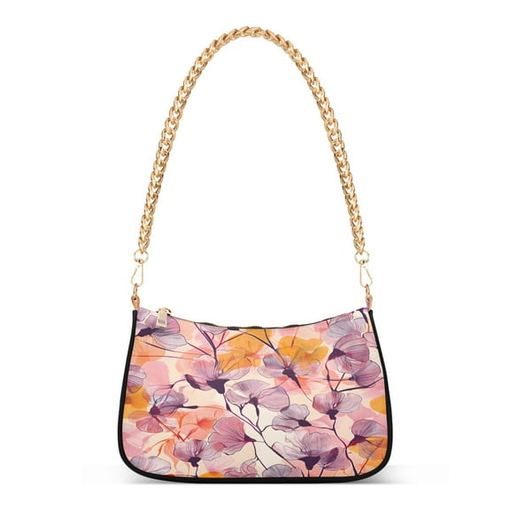 Ryvnso Watercolor Flower Paint Womens Chain Shoulder Bag Tote Handbags Clutch Hobo Purse with Zipper for Travel