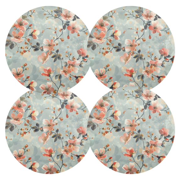 Ryvnso Watercolor Flower Round Plate Mats Dining Table Placemat Set of 4 for Holiday Decoration