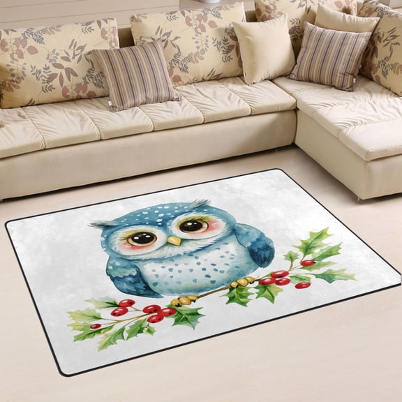Ryvnso Watercolor Owl Area Floor Mat Non-Slip Carpet Soft Rugs Doormats 31" x 20"