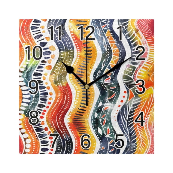 Ryvnso Watercolor Wave Lines Wall Clock Square Silent Non-Ticking Battery Operated 7.78"