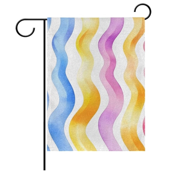 Ryvnso Watercolor Wavy Garden Flag 12x18 Inch Double Sided Seasonal Yard Decoration