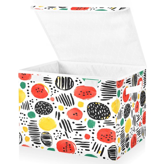 Ryvnso Watermelon Art Paint Large Lidded Foldable Storage Baskets Cubes Boxes Lids Bin for Home