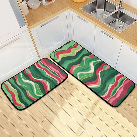 Ryvnso Watermelon Pattern Kitchen Rugs Set Non Slip Runner Mats for Dining Room