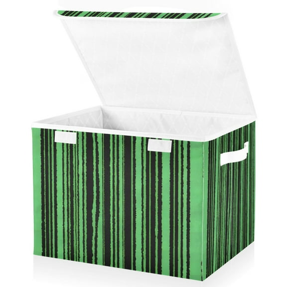 Ryvnso Watermelon Stripes Large Lidded Foldable Storage Baskets Cubes Boxes Lids Bin for Home